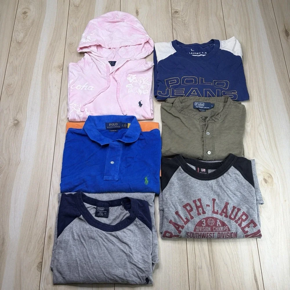 Polo Ralph Lauren Mens Large T-Shirts Lot Of 6 Hoodie Long Sleeve